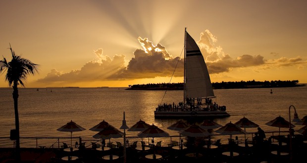 Sailboat at sunset in Key West during Fantasy Fest. See more at  AboutFantasyFest.com